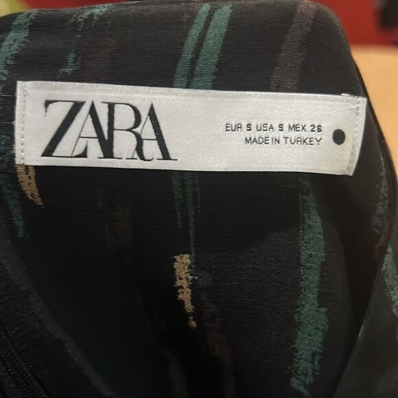 Zara "Gabriela" Abstract Printed Long Sleeve Short Dress Black Geometric Small - Picture 10 of 14